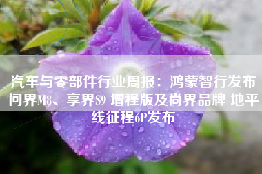 汽车与零部件行业周报：鸿蒙智行发布问界M8、享界S9 增程版及尚界品牌 地平线征程6P发布
