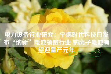 电力设备行业研究：宁德时代科技日发布“纳新”电池领跑行业 钠离子电池有望迎量产元年