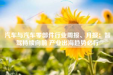 汽车与汽车零部件行业周报、月报：智驾持续向前 产业出海趋势必行
