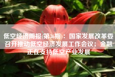 低空经济周报(第36期)：国家发展改革委召开推动低空经济发展工作会议；金融正在支持低空产业发展