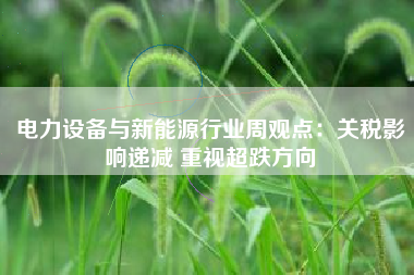 电力设备与新能源行业周观点：关税影响递减 重视超跌方向