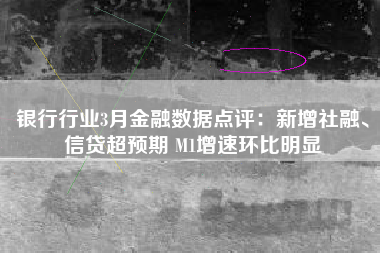银行行业3月金融数据点评：新增社融、信贷超预期 M1增速环比明显