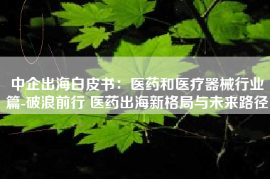 中企出海白皮书：医药和医疗器械行业篇-破浪前行 医药出海新格局与未来路径