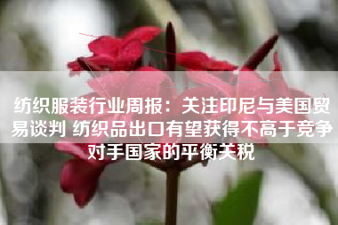 纺织服装行业周报：关注印尼与美国贸易谈判 纺织品出口有望获得不高于竞争对手国家的平衡关税