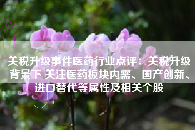 关税升级事件医药行业点评：关税升级背景下 关注医药板块内需、国产创新、进口替代等属性及相关个股