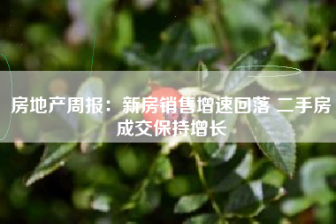 房地产周报：新房销售增速回落 二手房成交保持增长