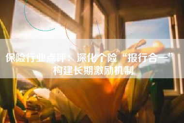 保险行业点评：深化个险“报行合一” 构建长期激励机制