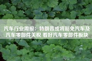 汽车行业周报：特朗普或将豁免汽车及汽车零部件关税 看好汽车零部件板块