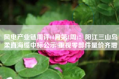风电产业链周评(4月第1周)：阳江三山岛柔直海缆中标公示 重视零部件量价齐增