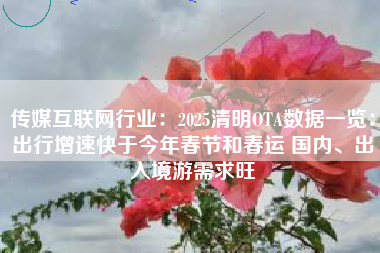 传媒互联网行业：2025清明OTA数据一览：出行增速快于今年春节和春运 国内、出入境游需求旺
