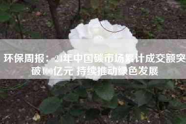 环保周报：24年中国碳市场累计成交额突破400亿元 持续推动绿色发展