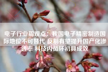 电子行业周观点：我国电子精密制造国际地位不可替代 反制有望提升国产化渗透率 科技内循环初具成效
