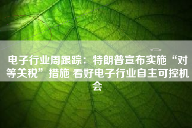 电子行业周跟踪：特朗普宣布实施“对等关税”措施 看好电子行业自主可控机会