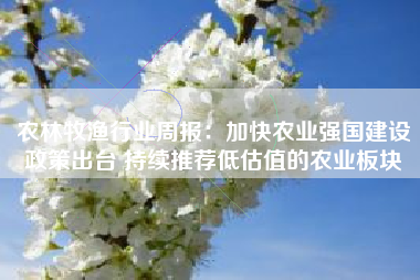农林牧渔行业周报：加快农业强国建设政策出台 持续推荐低估值的农业板块