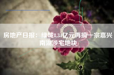 房地产日报：绿城8.34亿元再摘一宗嘉兴南湖涉宅地块