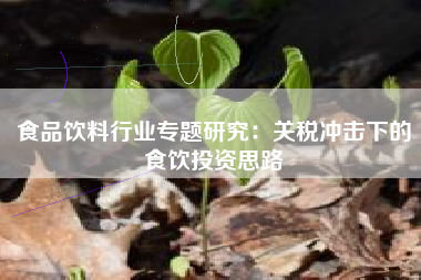 食品饮料行业专题研究：关税冲击下的食饮投资思路