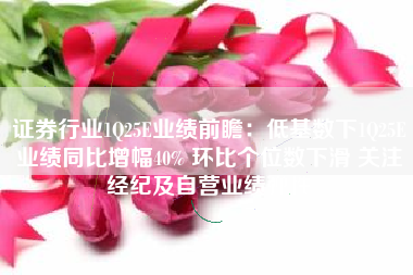 证券行业1Q25E业绩前瞻：低基数下1Q25E业绩同比增幅40% 环比个位数下滑 关注经纪及自营业绩弹性