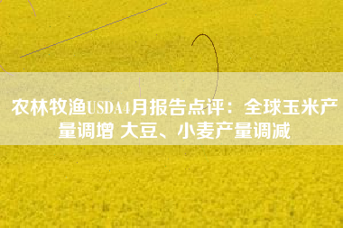 农林牧渔USDA4月报告点评：全球玉米产量调增 大豆、小麦产量调减