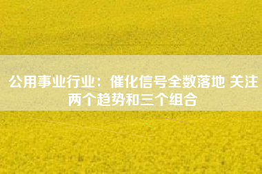 公用事业行业：催化信号全数落地 关注两个趋势和三个组合