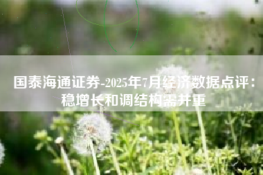 国泰海通证券-2025年7月经济数据点评：稳增长和调结构需并重