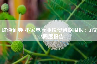 财通证券-小家电行业投资策略周报：31W2025周度报告