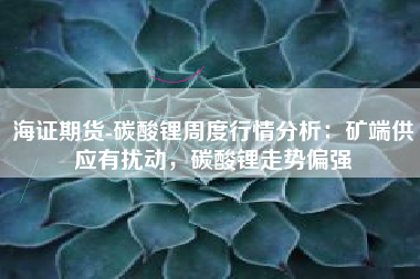 海证期货-碳酸锂周度行情分析：矿端供应有扰动，碳酸锂走势偏强