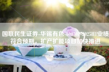 国联民生证券-华锡有色-600301-2025H1业绩符合预期，扩产扩能项目加快推进