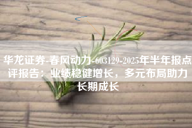 华龙证券-春风动力-603129-2025年半年报点评报告：业绩稳健增长，多元布局助力长期成长