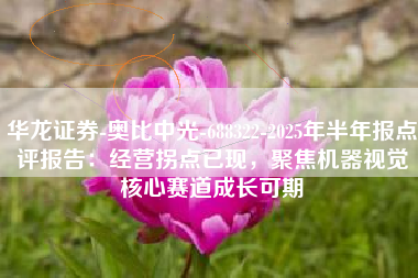 华龙证券-奥比中光-688322-2025年半年报点评报告：经营拐点已现，聚焦机器视觉核心赛道成长可期