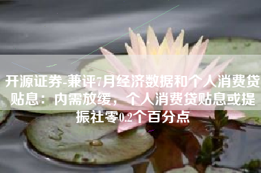 开源证券-兼评7月经济数据和个人消费贷贴息：内需放缓，个人消费贷贴息或提振社零0.2个百分点