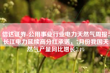 信达证券-公用事业行业电力天然气周报：长江电力延续高分红承诺，7月份我国天然气产量同比增长7.4%