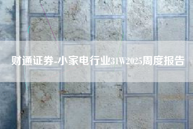 财通证券-小家电行业31W2025周度报告