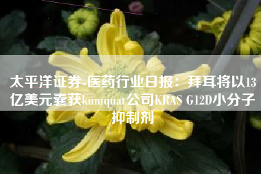 太平洋证券-医药行业日报：拜耳将以13亿美元囊获kumquat公司KRAS G12D小分子抑制剂