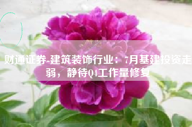 财通证券-建筑装饰行业：7月基建投资走弱，静待Q4工作量修复