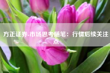 方正证券-市场思考随笔：行情后续关注点