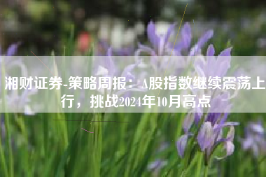 湘财证券-策略周报：A股指数继续震荡上行，挑战2024年10月高点