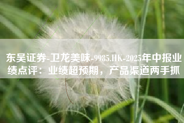 东吴证券-卫龙美味-9985.HK-2025年中报业绩点评：业绩超预期，产品渠道两手抓