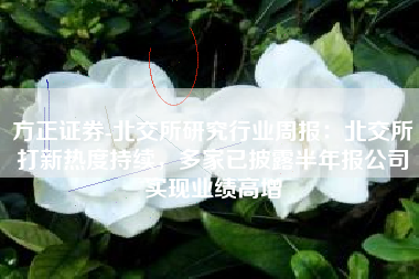 方正证券-北交所研究行业周报：北交所打新热度持续，多家已披露半年报公司实现业绩高增