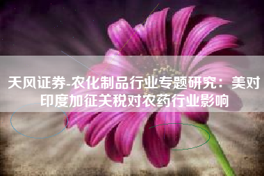 天风证券-农化制品行业专题研究：美对印度加征关税对农药行业影响