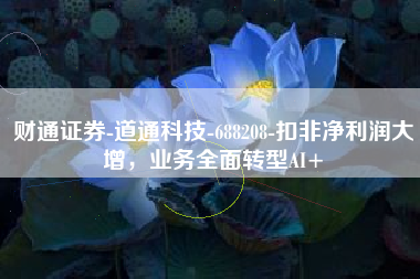 财通证券-道通科技-688208-扣非净利润大增，业务全面转型AI+