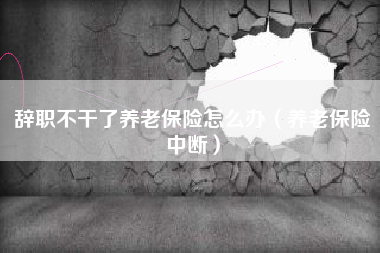 辞职不干了养老保险怎么办（养老保险中断）