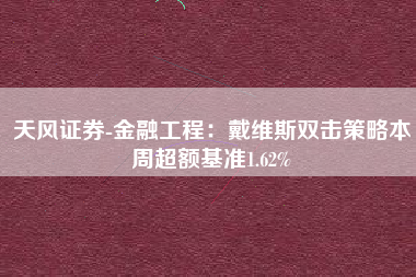 天风证券-金融工程：戴维斯双击策略本周超额基准1.62%