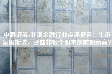 中泰证券-非银金融行业点评报告：牛市氛围渐浓，哪些非银个股未创前期新高？
