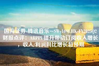 国海证券-腾讯音乐~SW-1698.HK-FY2025Q2财报点评：ARPPU提升带动订阅收入增长，收入/利润同比增长超预期