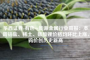 华西证券-有色~能源金属行业周报：本周钴盐、稀土、碳酸锂价格均环比上涨，钨价创历史新高