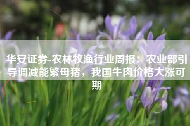 华安证券-农林牧渔行业周报：农业部引导调减能繁母猪，我国牛肉价格大涨可期