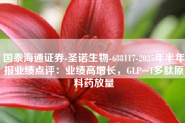 国泰海通证券-圣诺生物-688117-2025年半年报业绩点评：业绩高增长，GLP~1多肽原料药放量