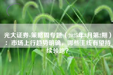 光大证券-策略周专题（2025年8月第2期）：市场上行趋势明确，哪些主线有望持续领跑？