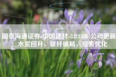 国泰海通证券-中国建材-3323.HK-公司更新：水泥回升，玻纤破局，报表优化