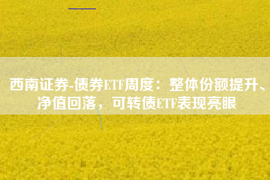 西南证券-债券ETF周度：整体份额提升、净值回落，可转债ETF表现亮眼